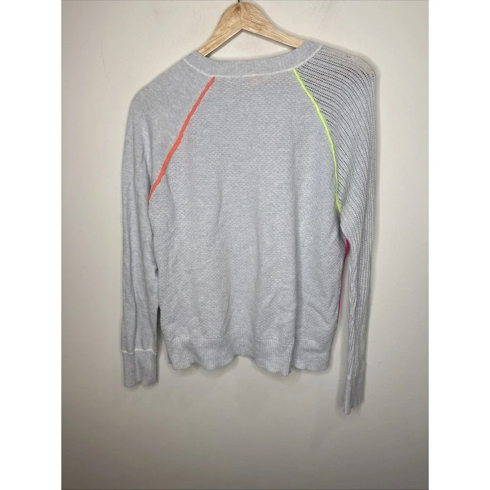 Lisa Todd Neon‎ Embroidered Heart Waffle Knit Pullover Sweater Women's L Blue